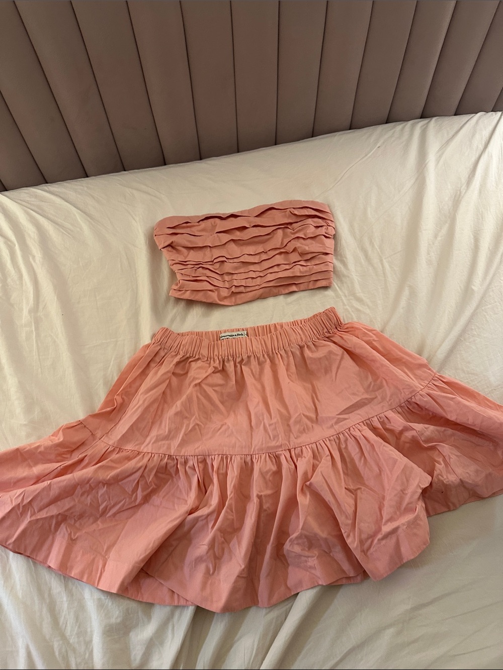 Abercrombie Women’s Peach Tiered Cotton Skirt Set